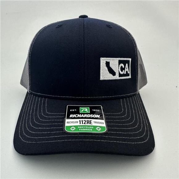 Retro California State Richardson 112 Trucker Cap Hat Mesh Snapback Black & Gray